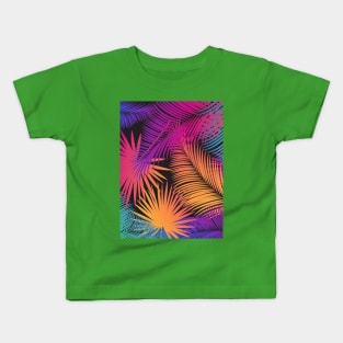 Tropical Palm Tree Colorful Leaves Branches Aloha Modern Design Kids T-Shirt